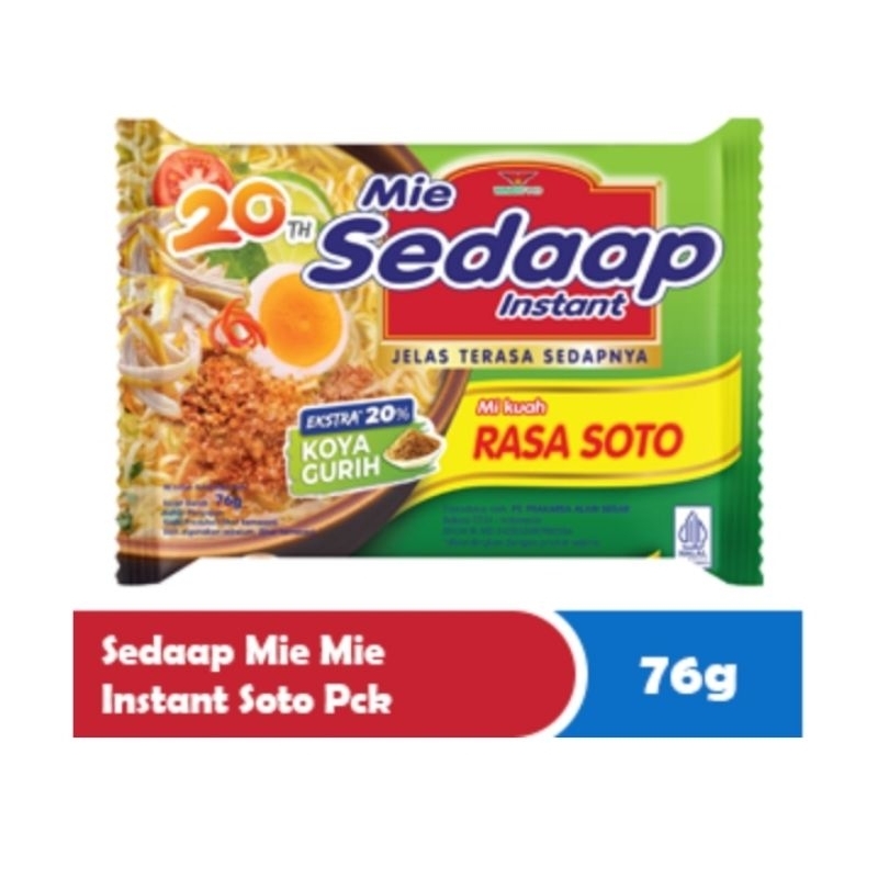 

Sedaap Mie Mie Instant Soto Pck 76g (1 Dus isi 40pcs)