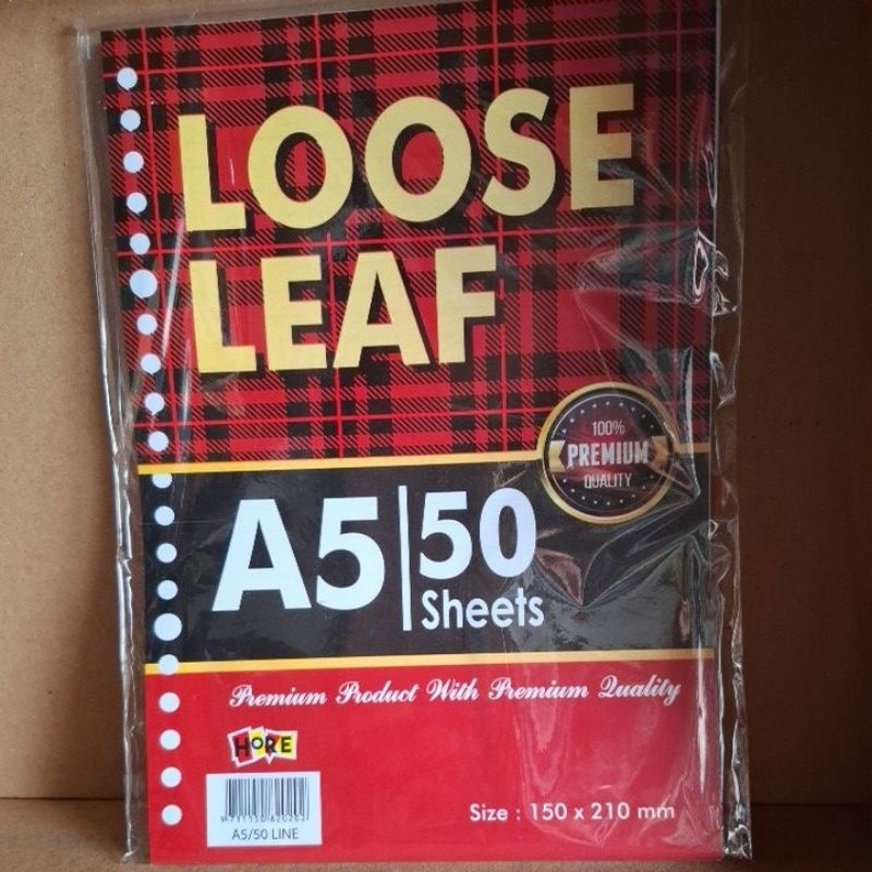 

isi binder/loose leaf A5 BERGARIS 50 lembar 150x210 mm Merk HORE