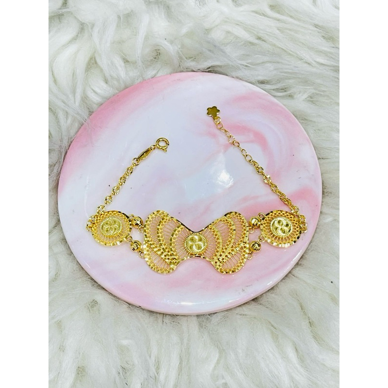 gelang fancy bulat bulat pita kerawang terbaru elegant emas asli kadar 700