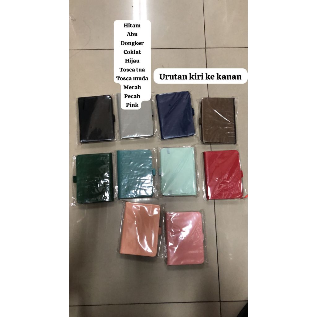 

buku agenda note book karet A7 ( 8 x 11 cm) ajp satuan ( ada 10 warna ) buku promosi seminar isi 76 lembar