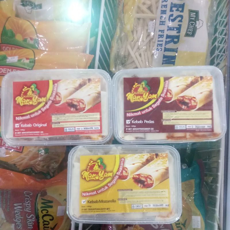 

KEBAB MARYAM NIKMAT UNTUK SEGALA SUASANA VARIAN RASA KEBAB ORIGINAL , KEBAB PEDAS, KEBAB MOZARELLA BERAT BERSIH 600 GR ISI 8 PCS