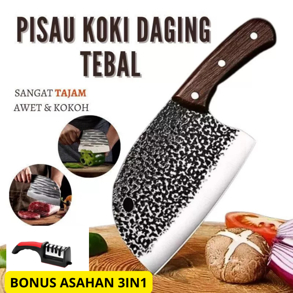 Pisau Koki Super Tajam JAPANESE SUPER KNIFE Stainless Steel Pisau daging super tajam Ikan Knife  BON