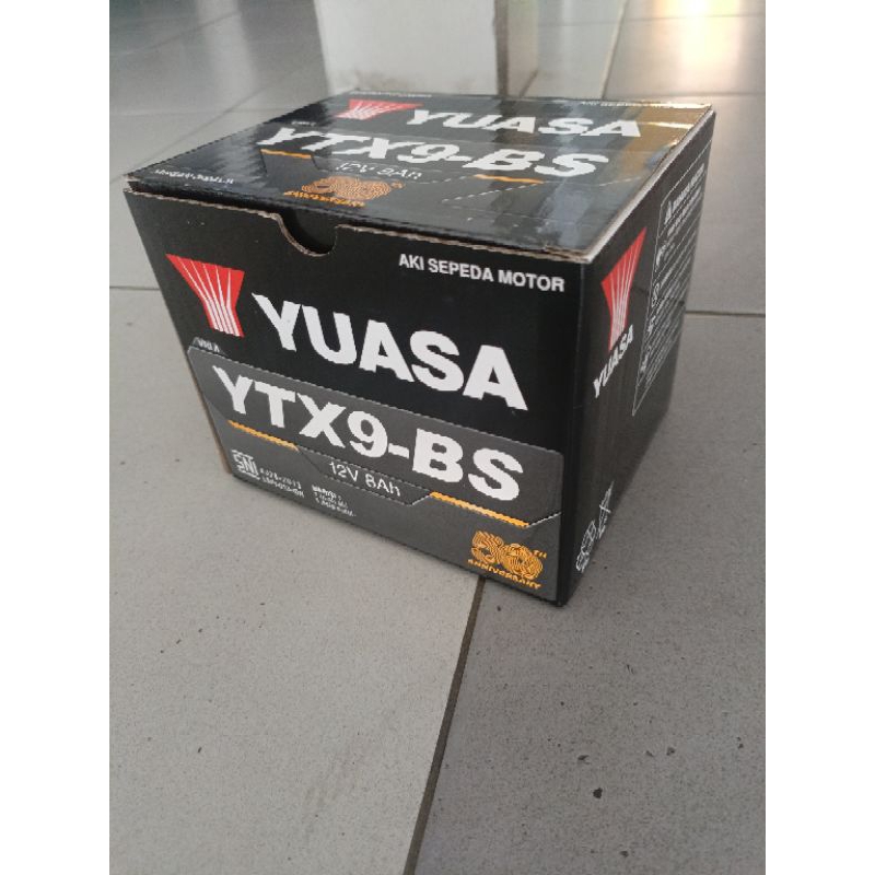 AKI KERING AKI YUASA YTX9-BS 12V-8Ah ORIGINAL (TERBARU) KAWASAKI NINJA 250CC,PULSAR 200, INAZUMA 250