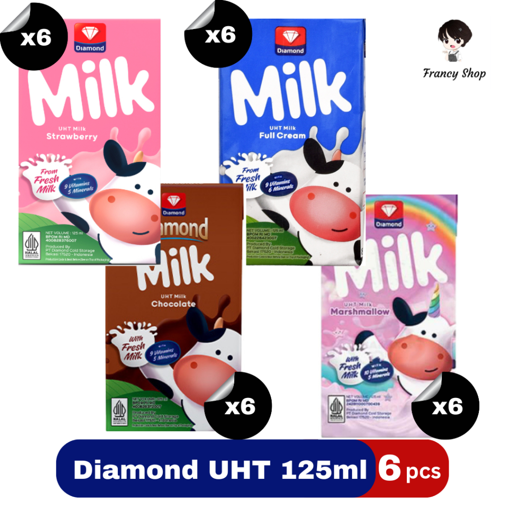 

Paket Murah Susu Diamond UHT Putih Full Cream / Coklat / Strawberry / Marshmellow 125 ml x6 Pcs