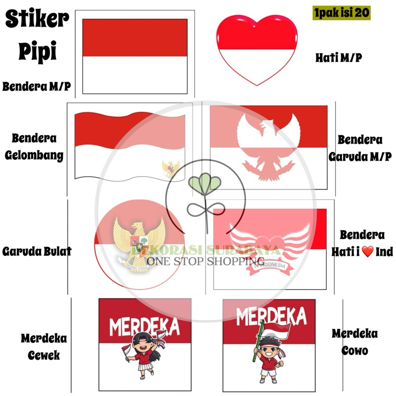 

Sticker Pipi Merah Putih / Stiker Pipi 17 agustus isi 20pc / Stiker pipi 17an Lembaran