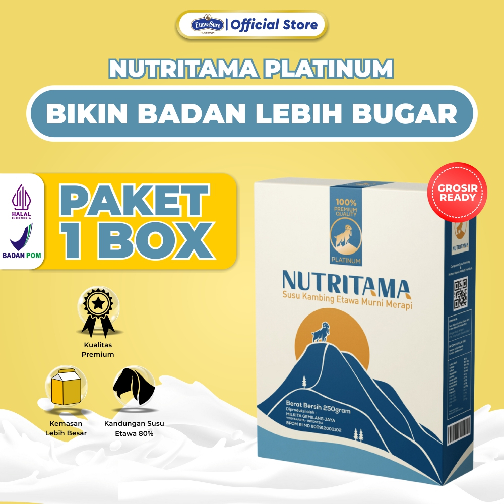 

Susu Etawa Platinum Nutritama Untuk Sesak Nafas dan Nyeri Sendi Susu Kambing Etawa Paket 1 Box