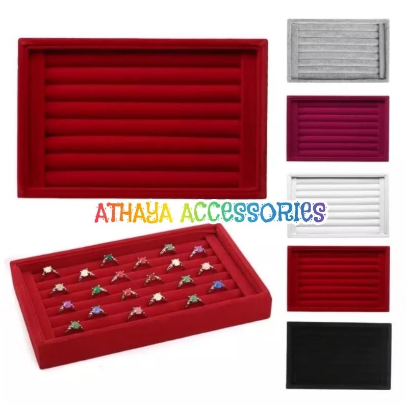 Display Nampan Perhiasan Tatakan Cincin Emas Besar Warna Abu