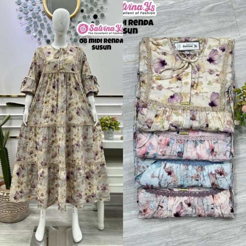 Midi dress susun salvina ys / dress 08 ori salvina ys