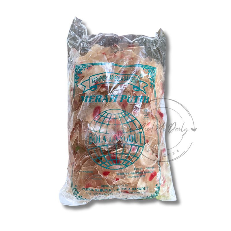 

KERUPUK MERAH PUTIH CAP BOLA DANGDUT 500 GR | KERUPUK PECEL PECAL MENTAH