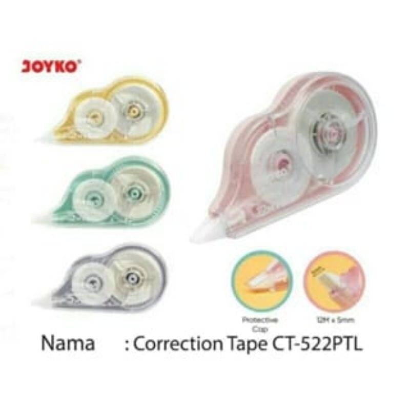 

Correction tape Pita koreksi Joyko CT 522 PTL Correction Tape Warna Pastel 12 Meter