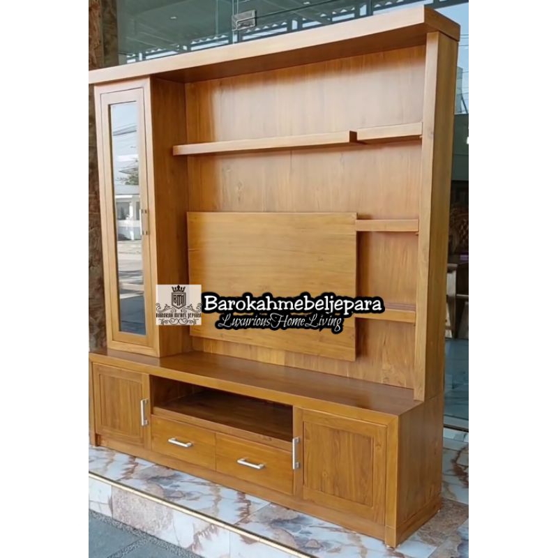 Partisi Jati backdrop TV minimalis , partisi minimalis jati modern