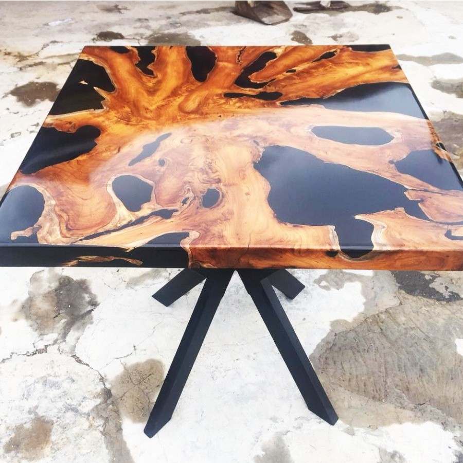 Meja Resin Epoxy Unik dari Kayu Jati – Handmade Berkualitas Tinggi