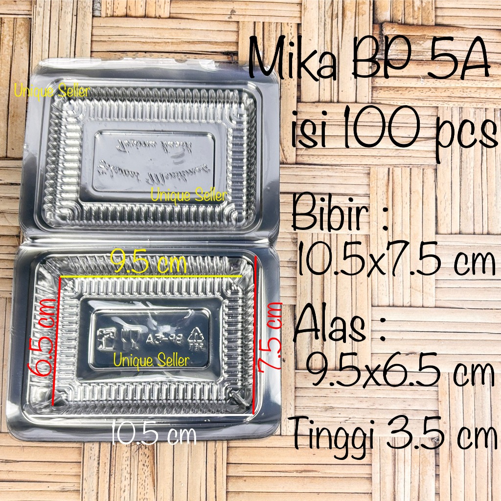 [Isi100] Mika 5A BP 5 A / Mika Kue 5A 5 A BP / Mika Kue Roti Jajan Wadah Plastik Mika Bening Kotak 5