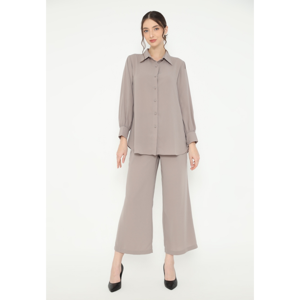Setelan Baju Wanita Polos Lengan Panjang dan Celana Kulot By Brilliant Girl