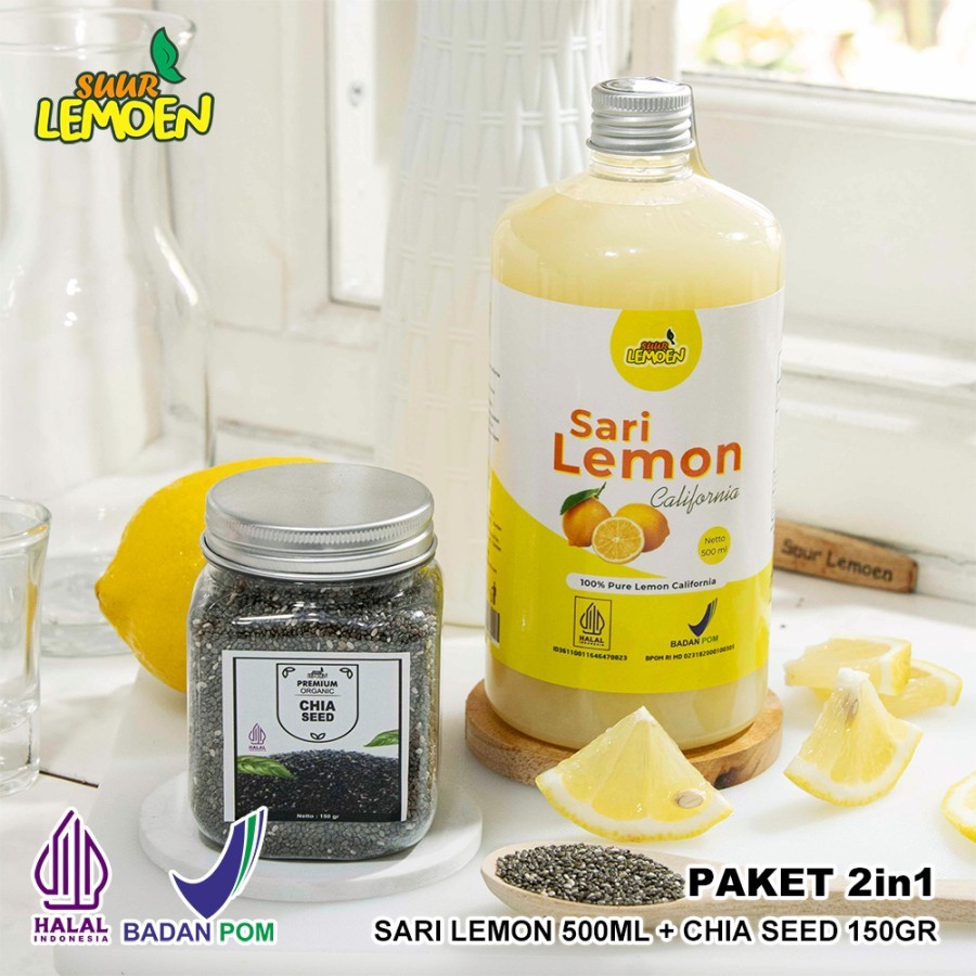 

uur Lemoen Paket Sehat Sari Lemon Murni 500ml Dan Chia Seed 150gr