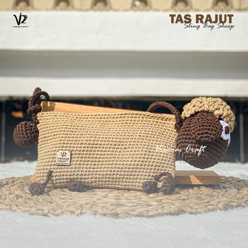 Slingbag Rajut Hp Karakter Sheep | Tas Rajut | Slingbag Hp | Tas Hp | Rajut Handmade | Tas HP Rajut 