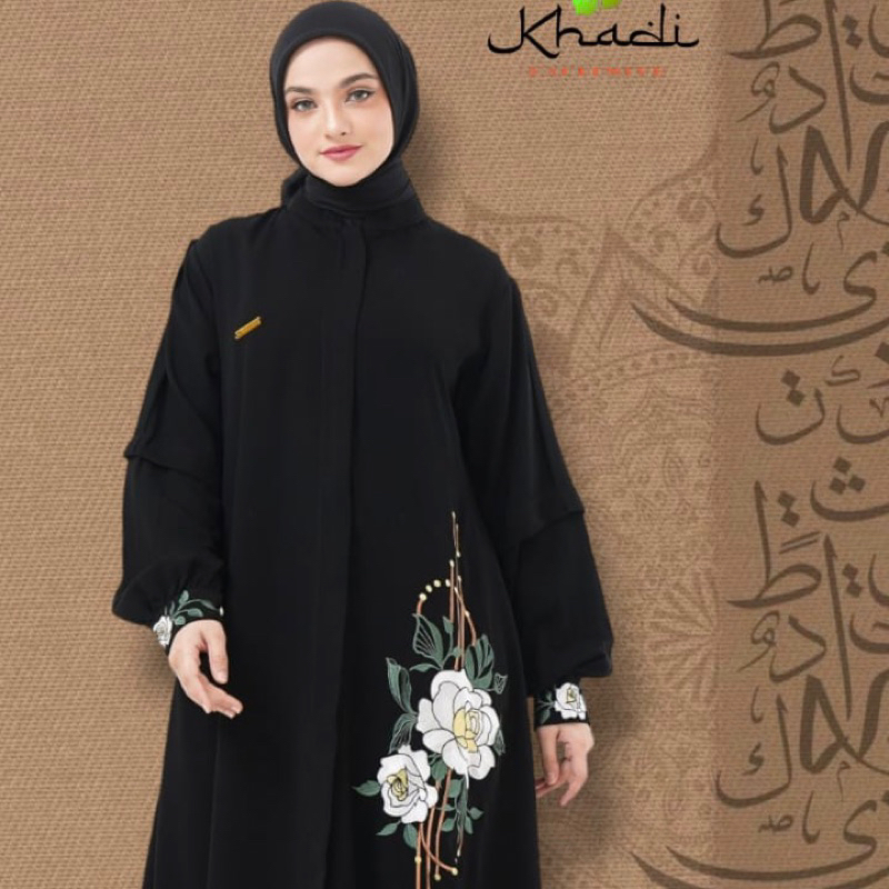 Helwa Dress || Abaya Hitam Polos Bordir Ekslusif / Abaya Simple Alegan Busui Friendly / Gamis Bordir