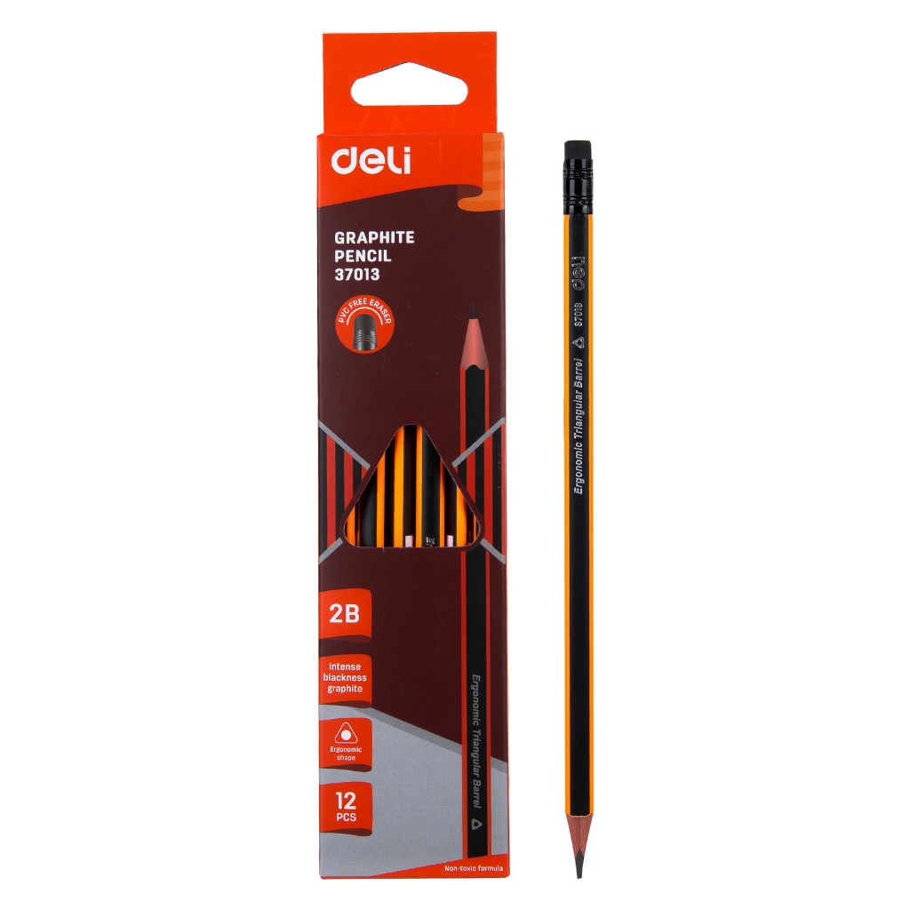 

Deli Graphite Pencil / Pensil Kayu Isi 12pcs/Pack dengan Penghapus