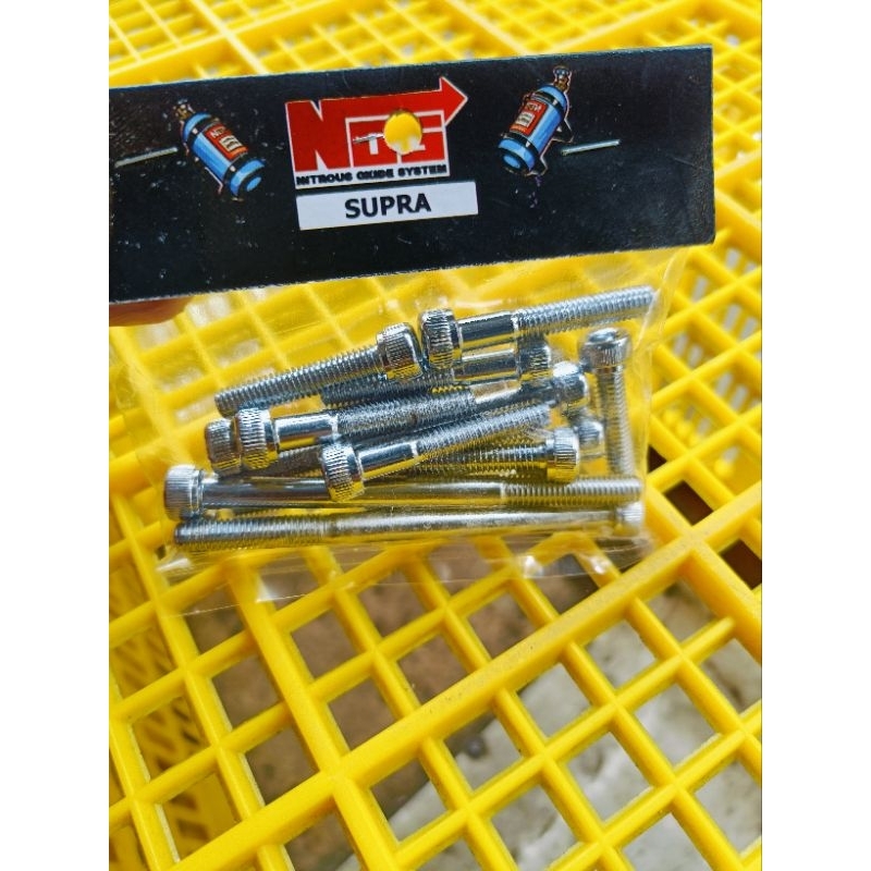 Baut mesin SUPRA X / SUPRA FIT / SUPRA lama komplit Chrome High Quality