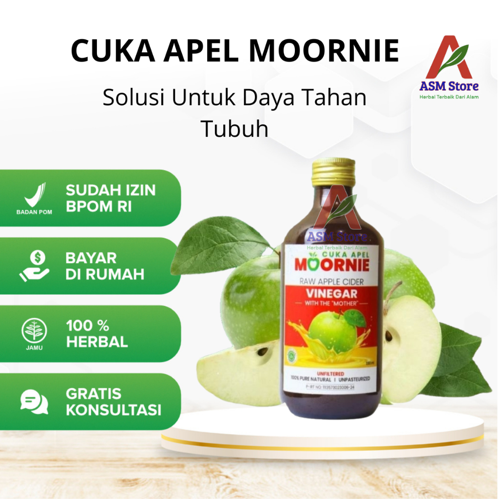 

Cuka Apel MOORNIE Vinegar 330ml – Cuka Apel Asli Premium Original Untuk Diet & Kesehatan Alami