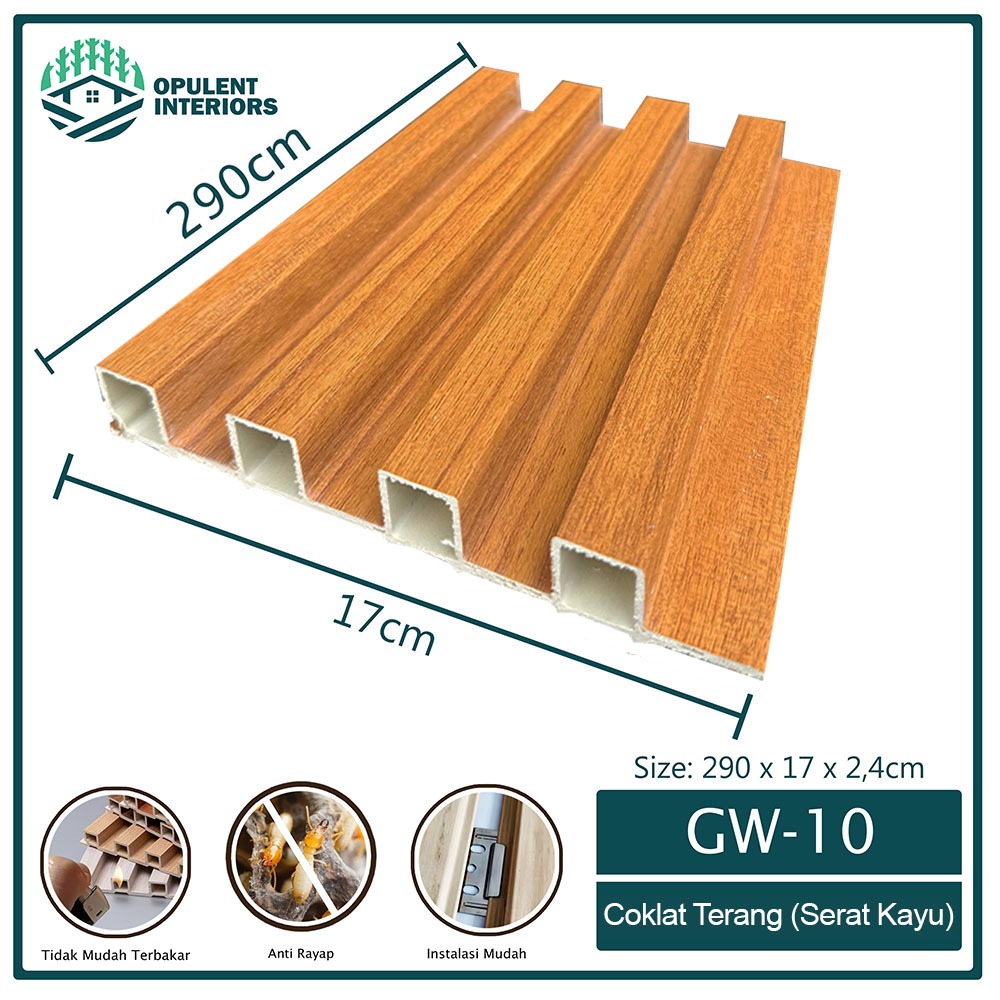 Wood Panel WPC Wall Panel Fluted Dekorasi Tembok Kayu 2,9 Meter
