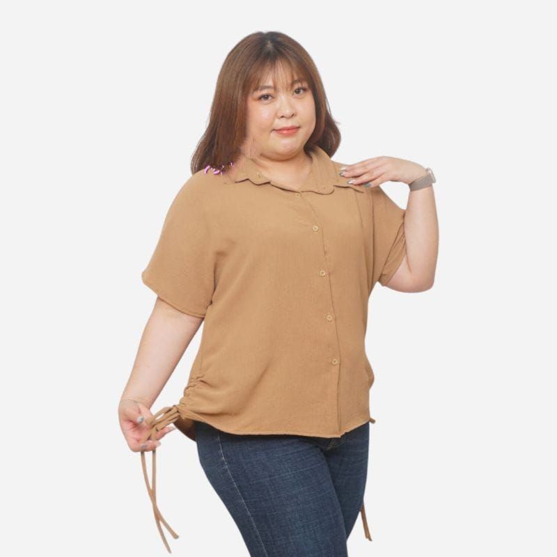 ATASAN OVERSIZE LENGAN PENDEK TALI SERUT/BLUS JUMBO CRINGKLE LD120