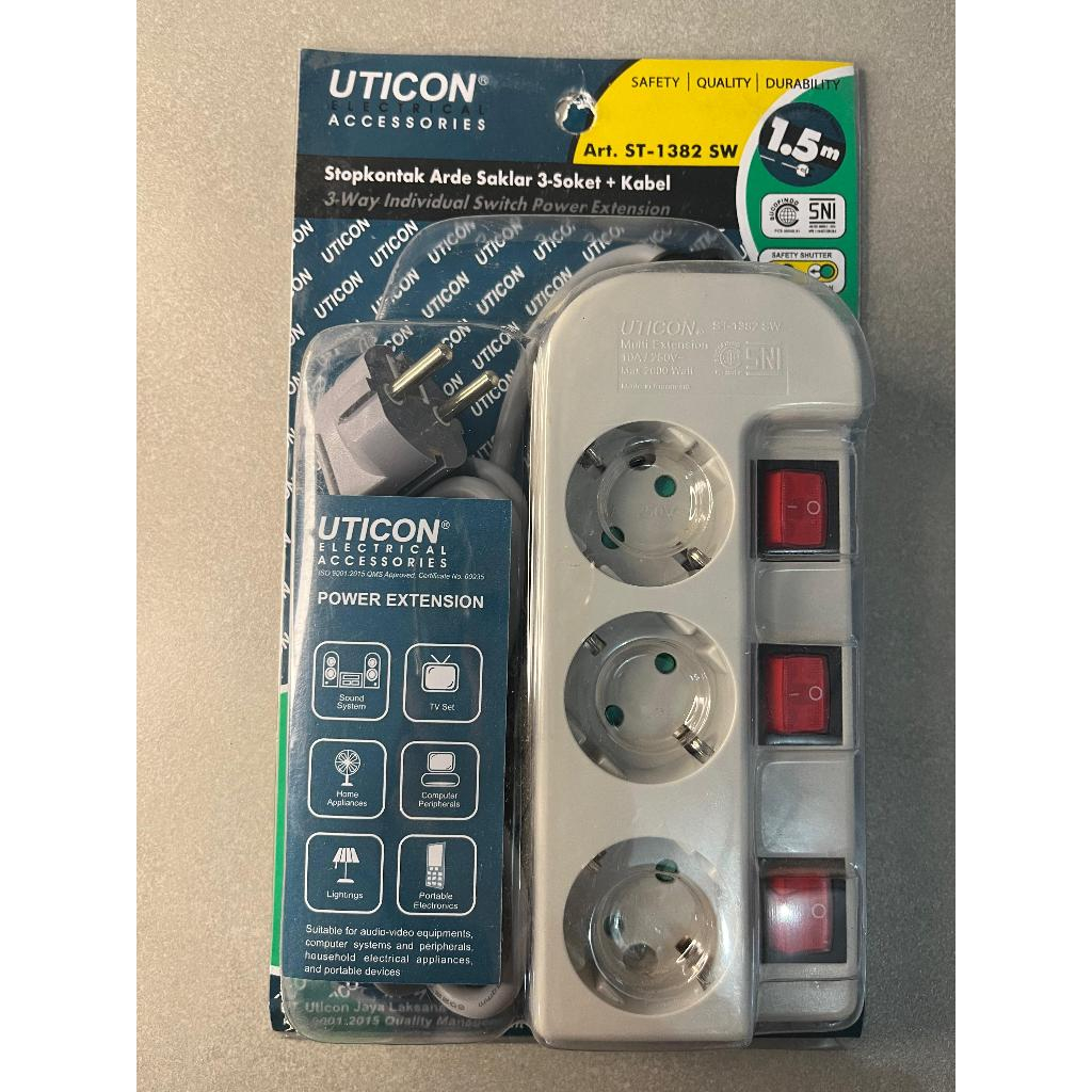 STOP KONTAK UTICON / COK SAMBUNG UTICON 3 LUBANG / COK CABANG 3 UTICON / COK CABANG / KABEL SAMBUNG 