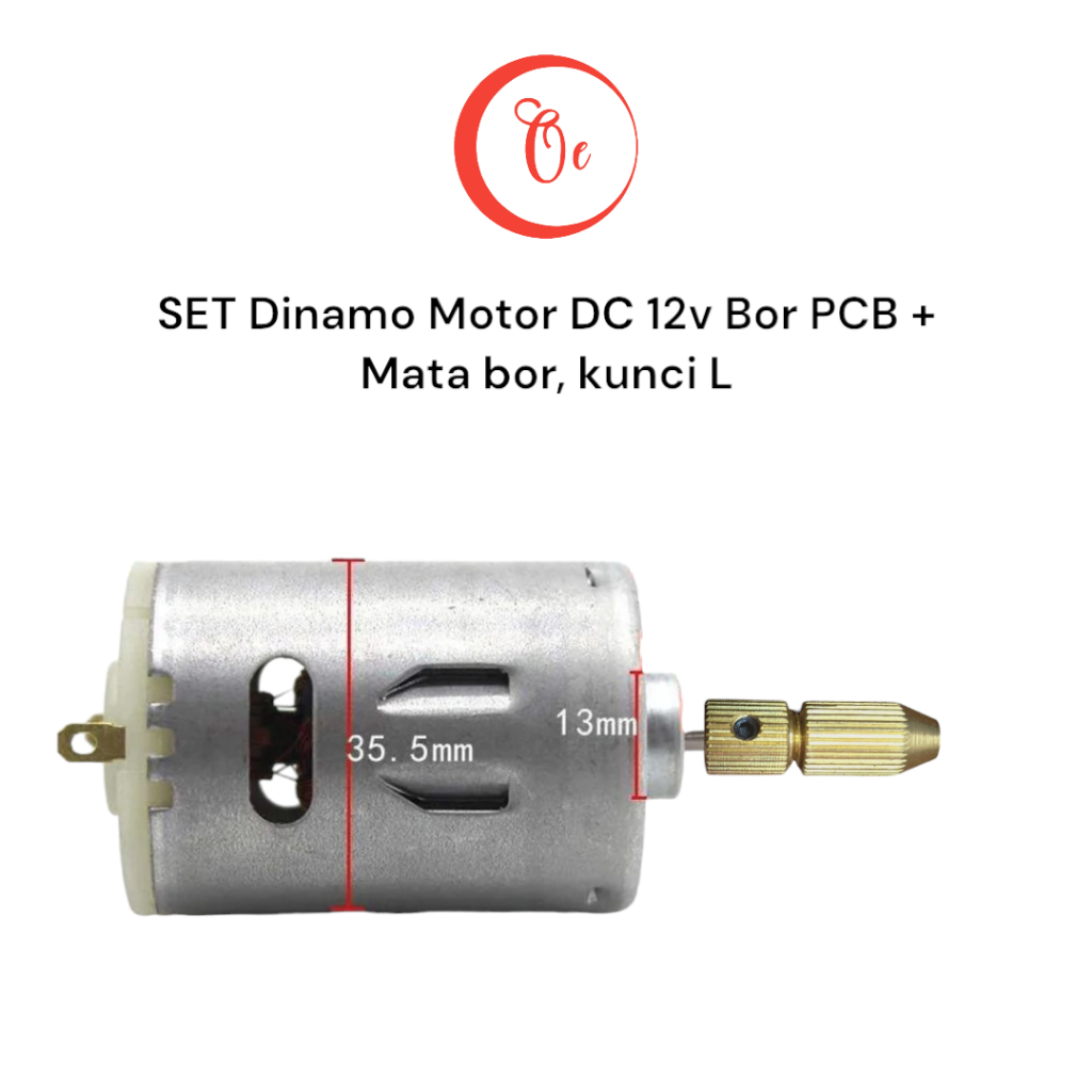 Satu SET Dinamo Motor 12DCV + Mata bor dan Kunci L