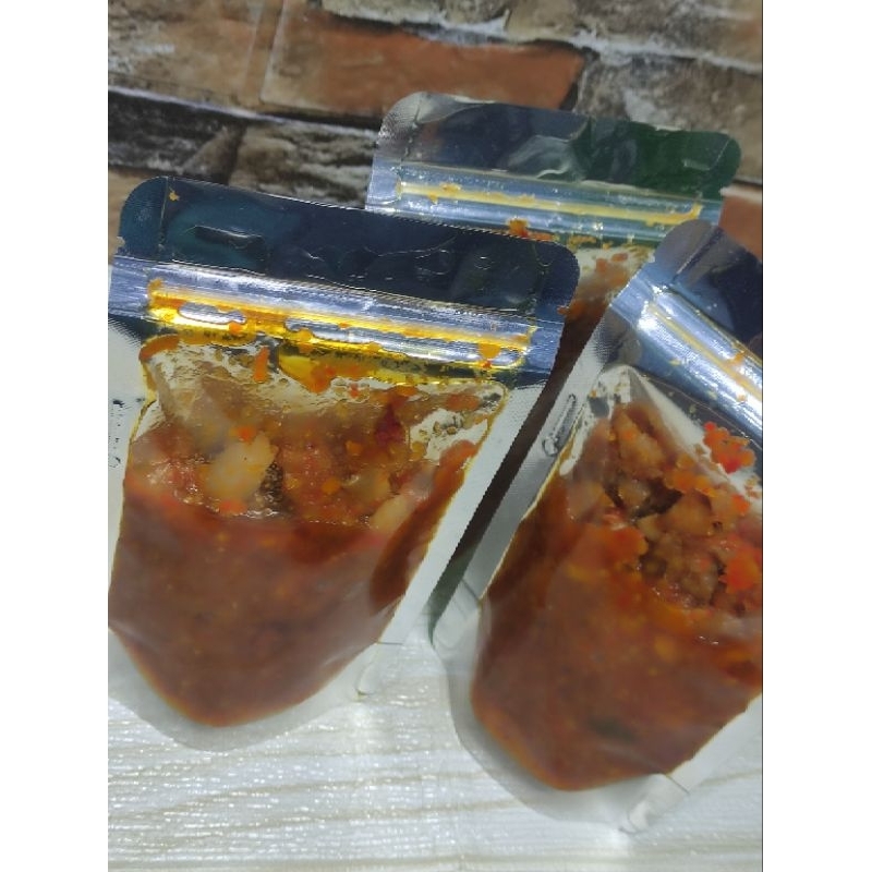 

Sambal cumi pouch 110g/sambal ayam suwir/sambal tongkol suwir/sambal teri medan