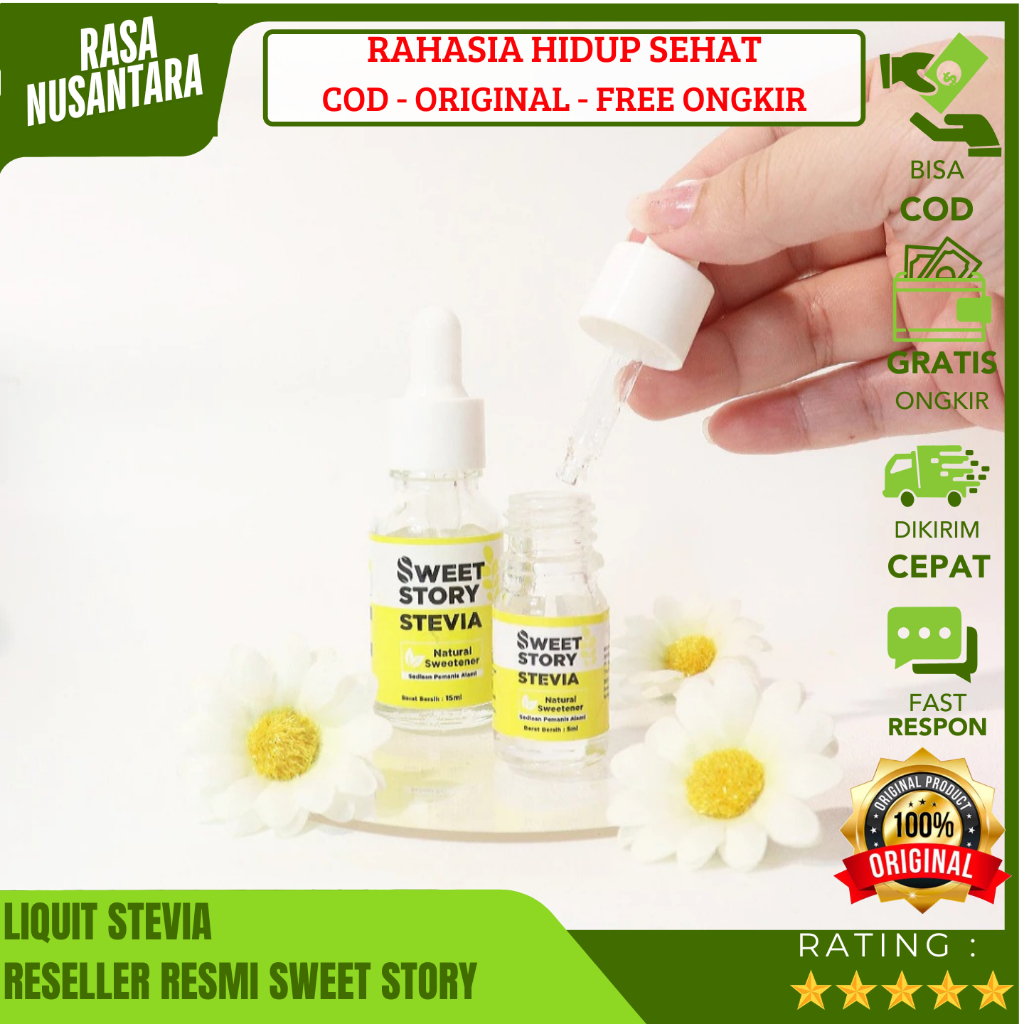 

SWEET STORY LIQUID STEVIA (GRATIS ONGKIR) Liquid Stevia Cair Pemanis Alami 15ml & 5ml Halal Bpom/Pengganti Gula Dengan 0 Calorie / Stevia Liquid Sweet No Worries Gula Zero Calorie / Pemanis Gula Cair Natural Sweetener Herbal Alami Best Seller