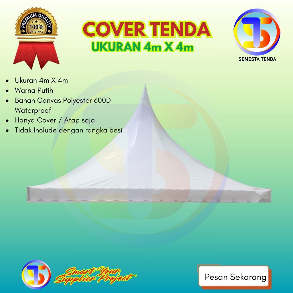 COVER ATAP TENDA KERUCUT UKURAN 4X4M WARNA PUTIH