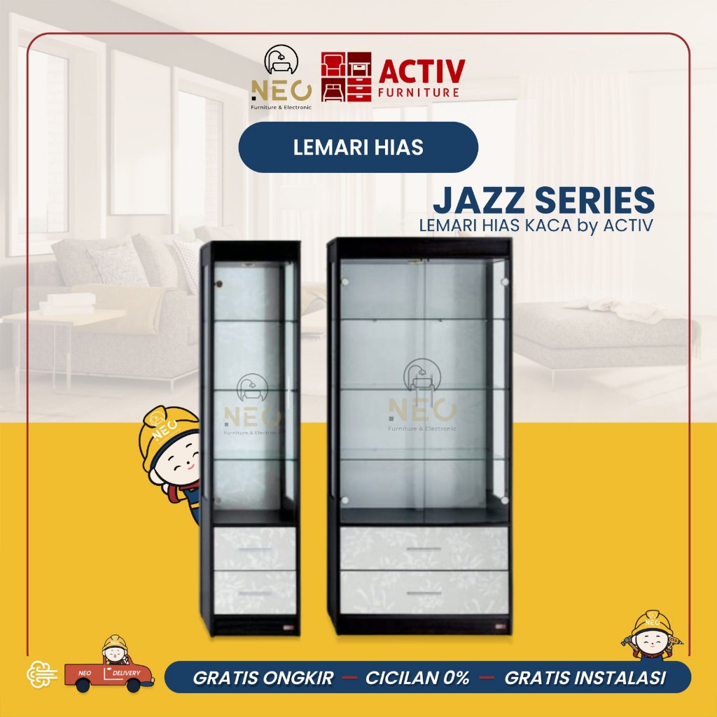 NEO - LEMARI HIAS KACA LH 400 & LH 800 LEMARI PAJANGAN TAS MINIMALIS PONTIANAK