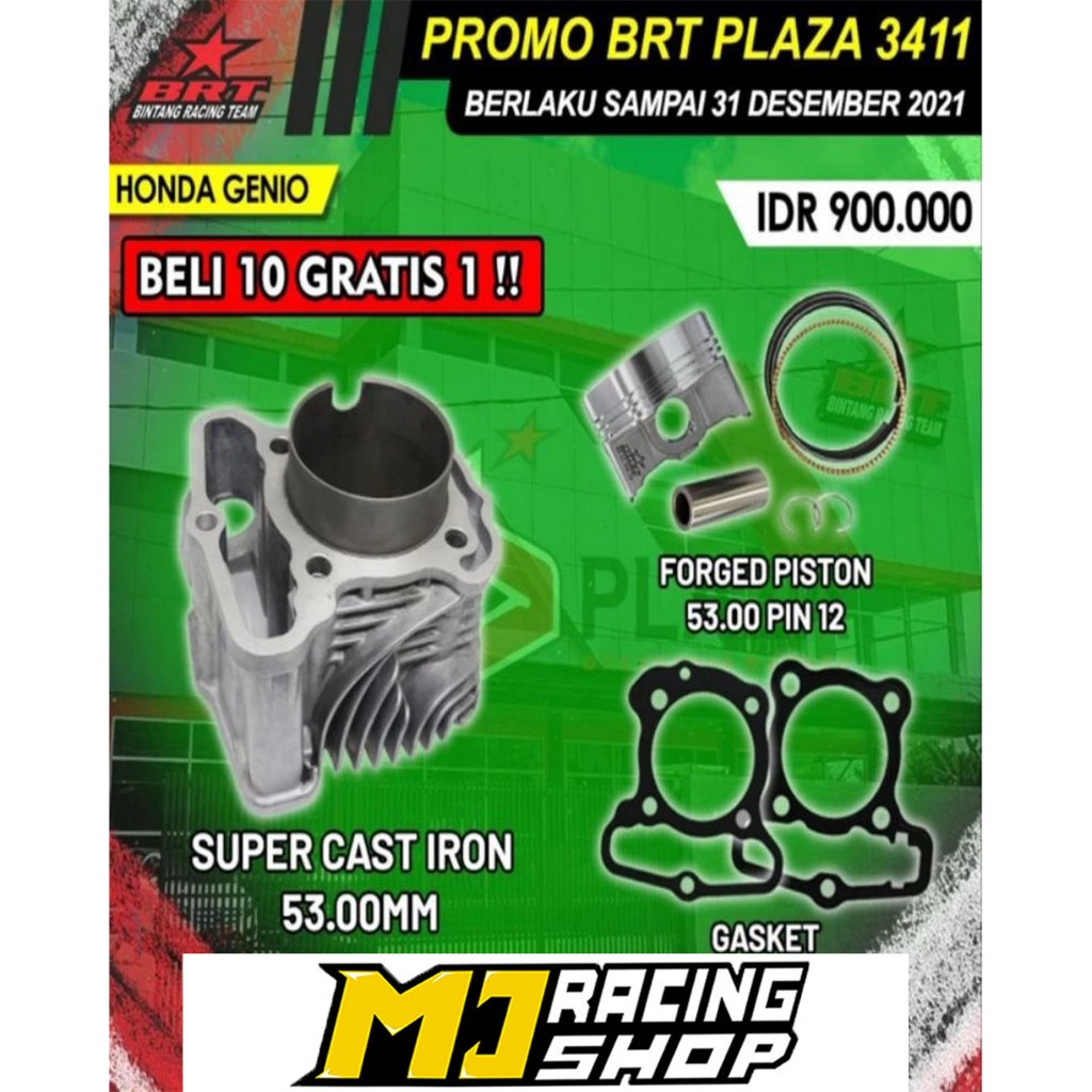 BLOK PISTON BRT GENIO BEAT NEW LED DELUXE 2020 SCOOPY ESP 2021 2022 2023 53mm SUPER CAST IRON