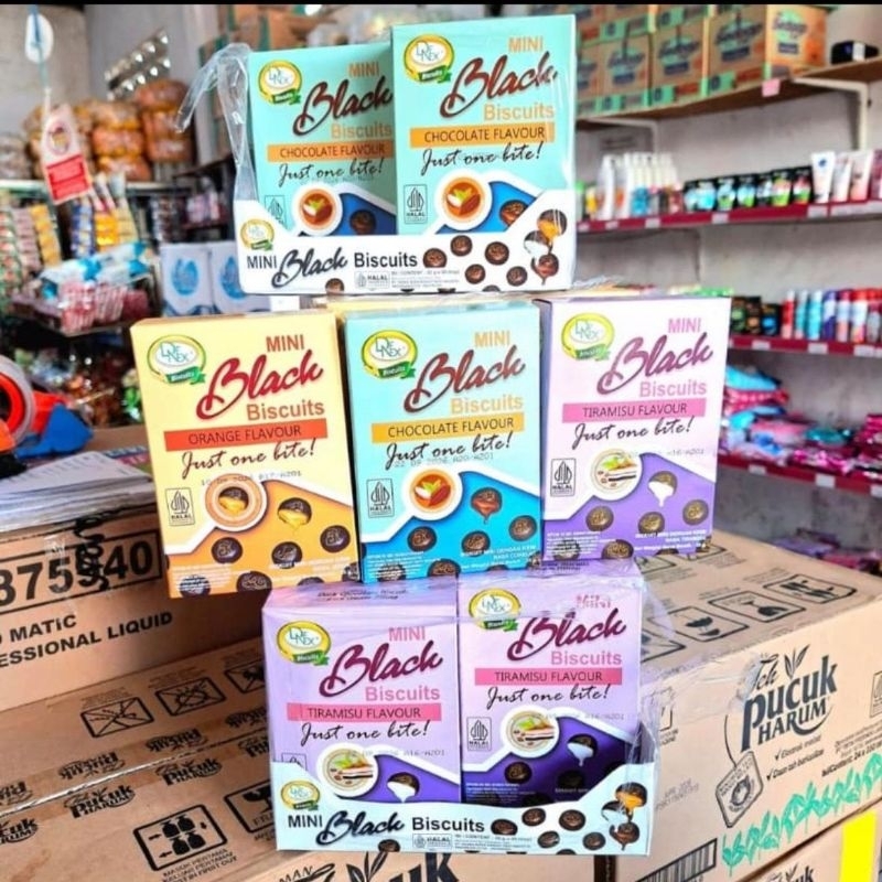 

Denex mini black biscuit 35gr Coklat / Tiramisu / Orange (1 slop isi 20 pcs)