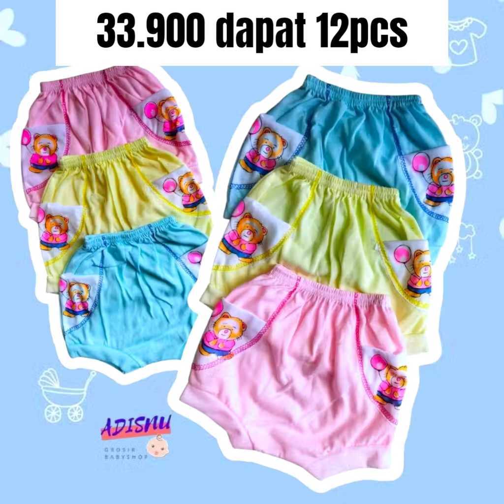 1 Lusin Celana Pendek [SEGITIGA] Bayi Harian Grosir Lusinan