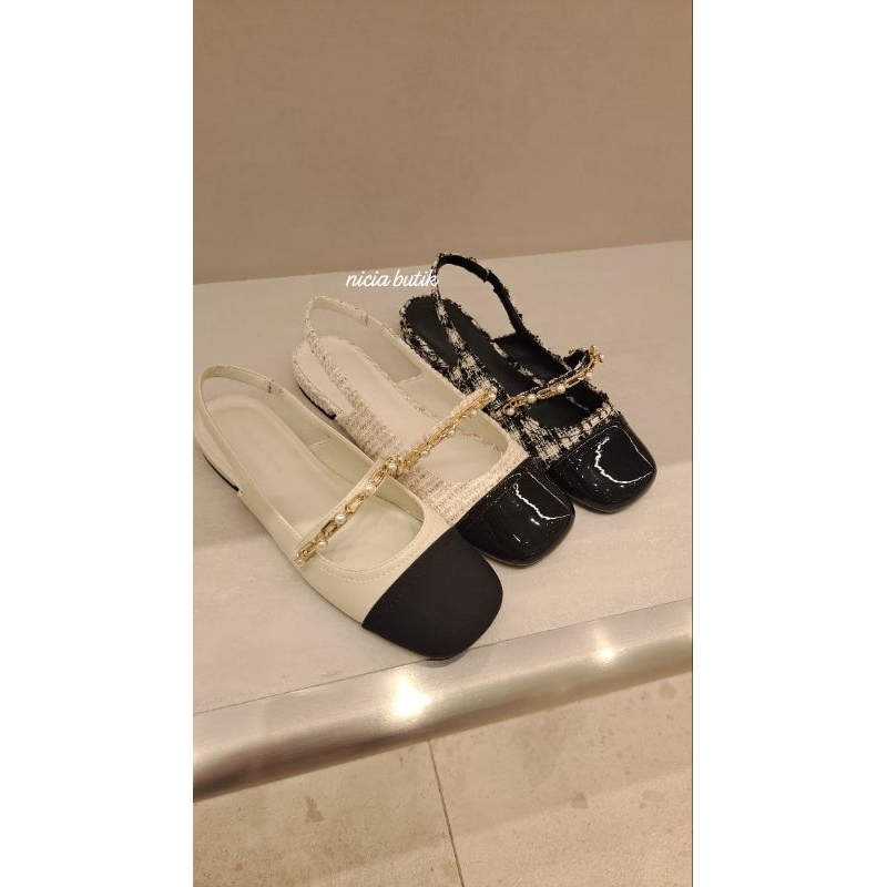 sandal ck slingback flats chain link beaded rio