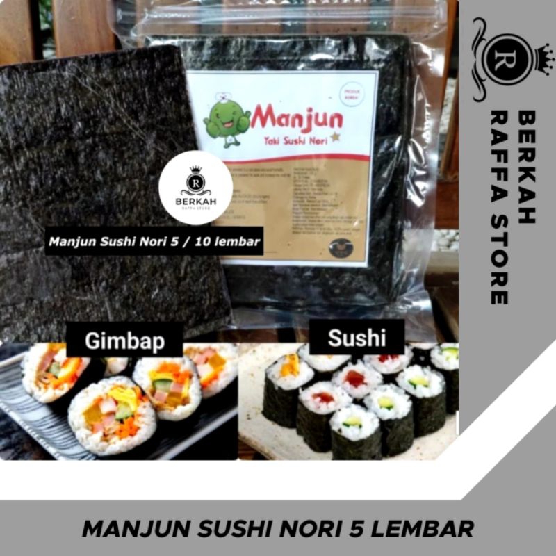 

HALAL Manjun Nori Seaweed Rumput Laut 5 Lembar / Suhsi Gimbap / Yaki Nori