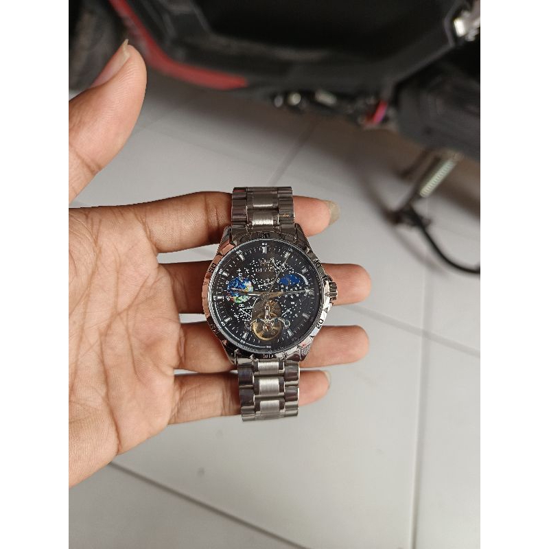 Jam tangan olevs automatic rantai, bonus 1 jam tangan random