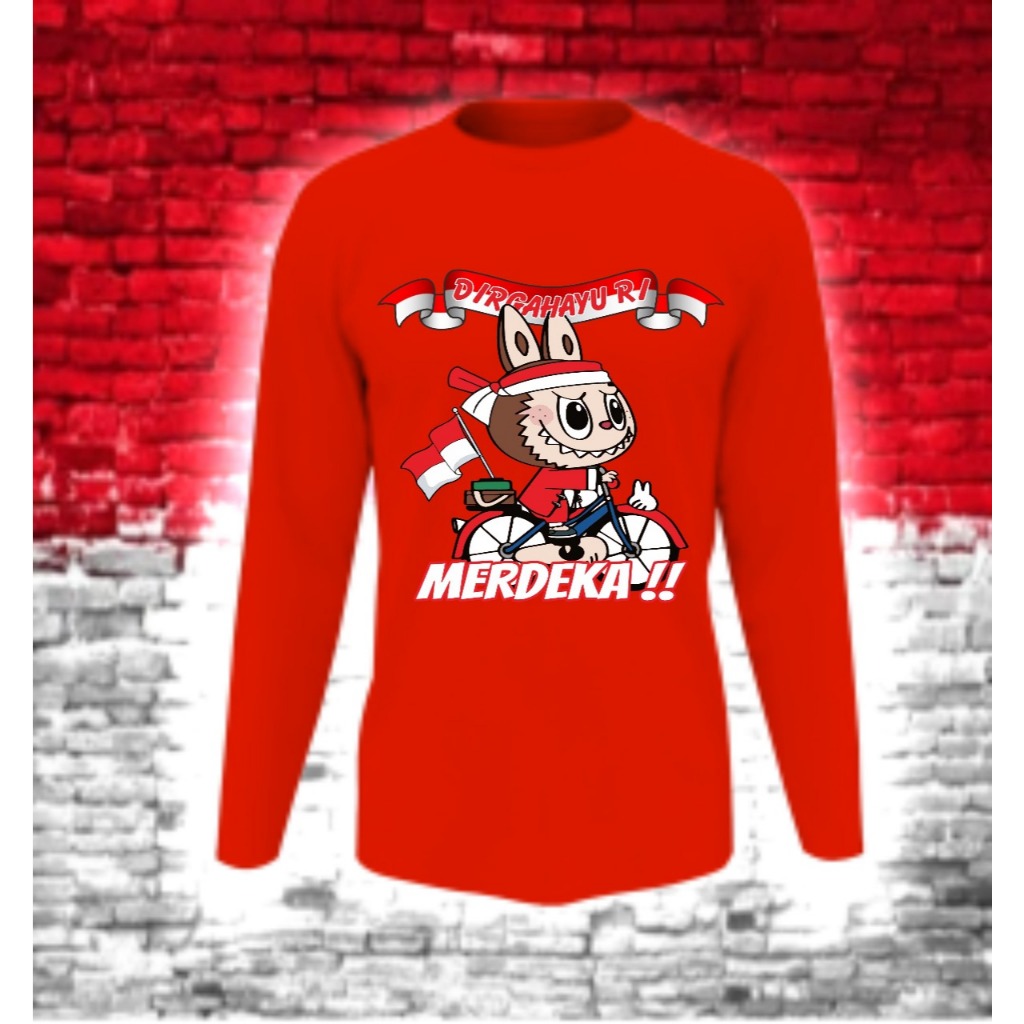 Baju Kaos LENGAN PANJANG Dewasa edisi PUTIH MERAH HUT RI KEMERDEKAAN INDONESIA/Kaos panjang dewasa p