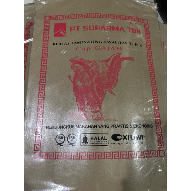 kertas bungkus nasi coklat cap gajah besar