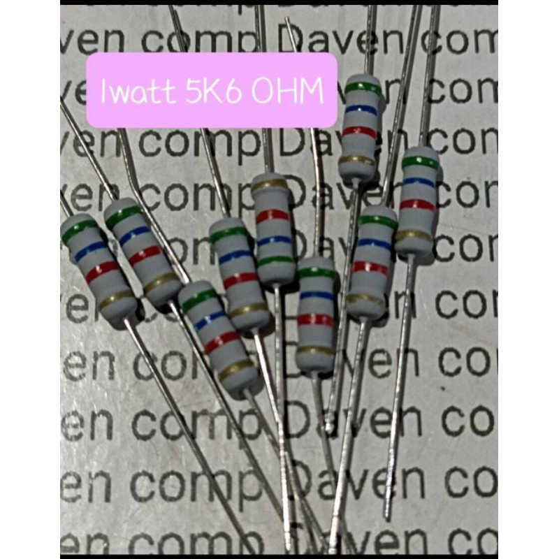 10BUAH RESISTOR 1 WATT 5K6 OHM 1WATT 5K6OHM 5 K 6 OHM 1Q