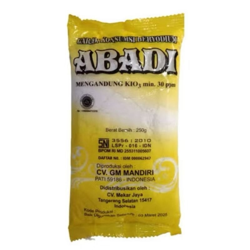 

Garam Halus Abadi 250g – Garam Dapur Beryodium Berkualitas