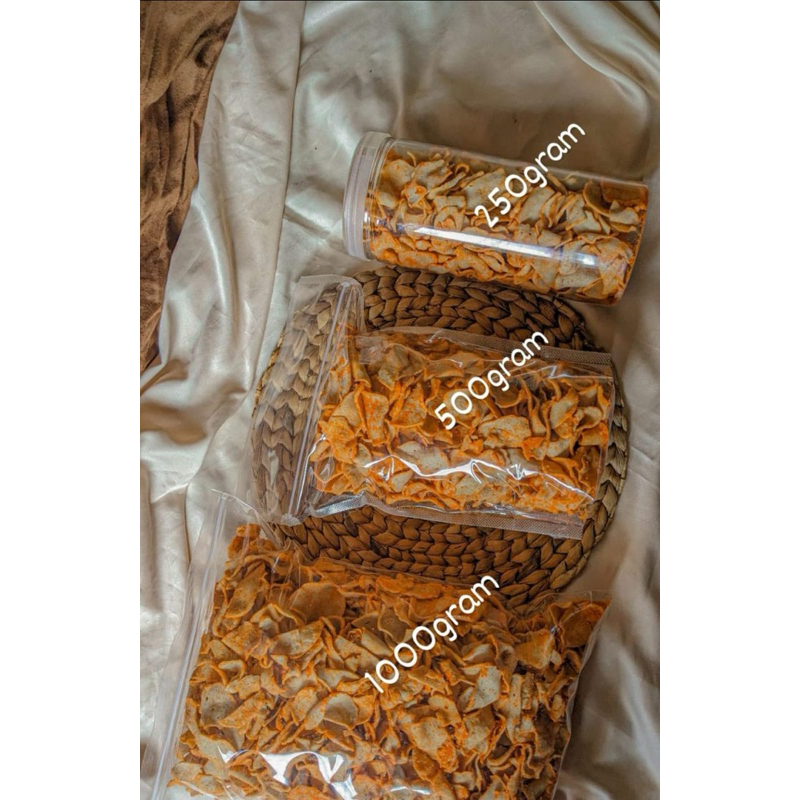 

Basreng 250gr Pedas Daun Jeruk / Balado / Balado Pedas / Original