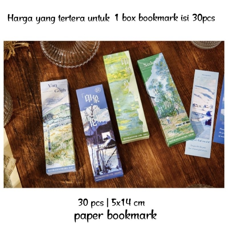 

30pcs paper bookmark box pembatas buku kertas van gogh monet