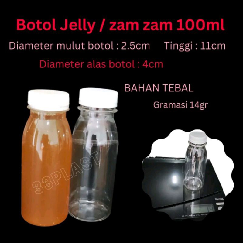 Botol Zam zam 100ml Botol Jelly (10pcs) Botol Es