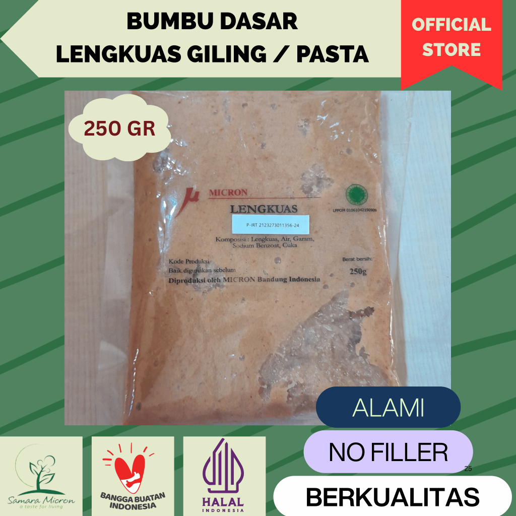 

Bumbu Dasar Samara Micron - Lengkuas Giling Basah / Pasta - Laja Giling /Laos - 250 Gram