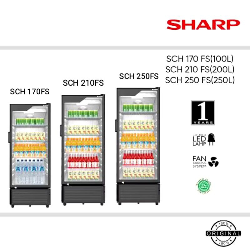 Showcase SHARP 3 Rak 208 Liter SCH-210FS