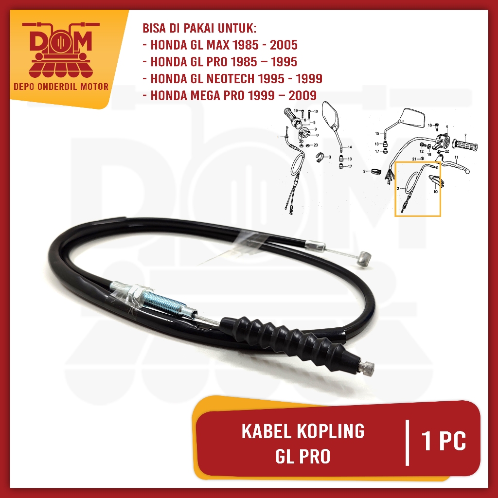 Kabel Kopling GL Pro Neotech (KAGAYAKU) Cable Kabel Seling Tali Kawat Iner Kopling Honda GL Pro Max