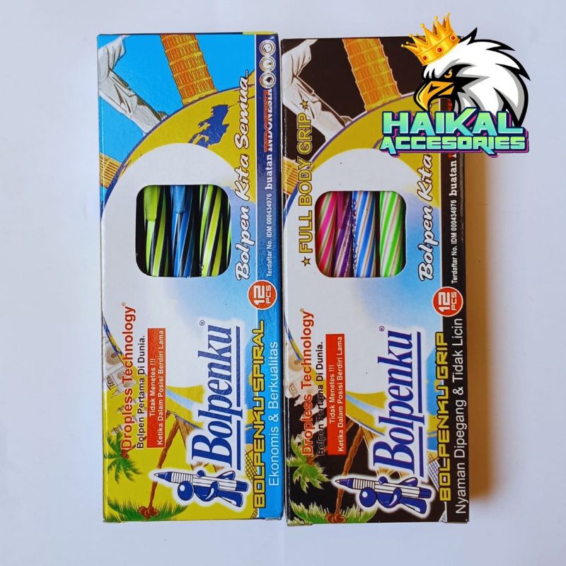 

Pulpen Ballpoint Bolpenku Grip & Spiral Perlusin Isi 12pcs