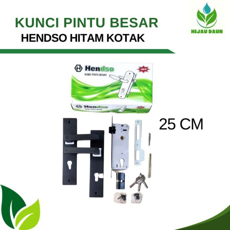 Kunci Pintu Besar / Slot Pintu / Handle Pintu Kotak Hitam 25cm